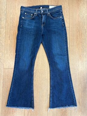 rag & bone Flare Jeans Dark Wash Raw Hem Size 28